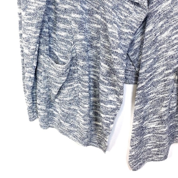 Ady P Space Dye Draped Open Front Waterfall Long Sleeve Cardigan in Blue Size XL - Picture 5 of 11